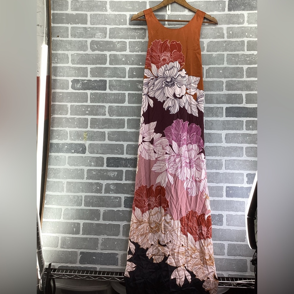 Anthropologie Maeve Pink orange maxi dress size small‎